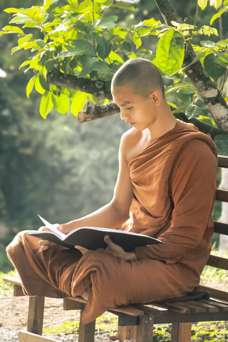 monk, reading, buddhism