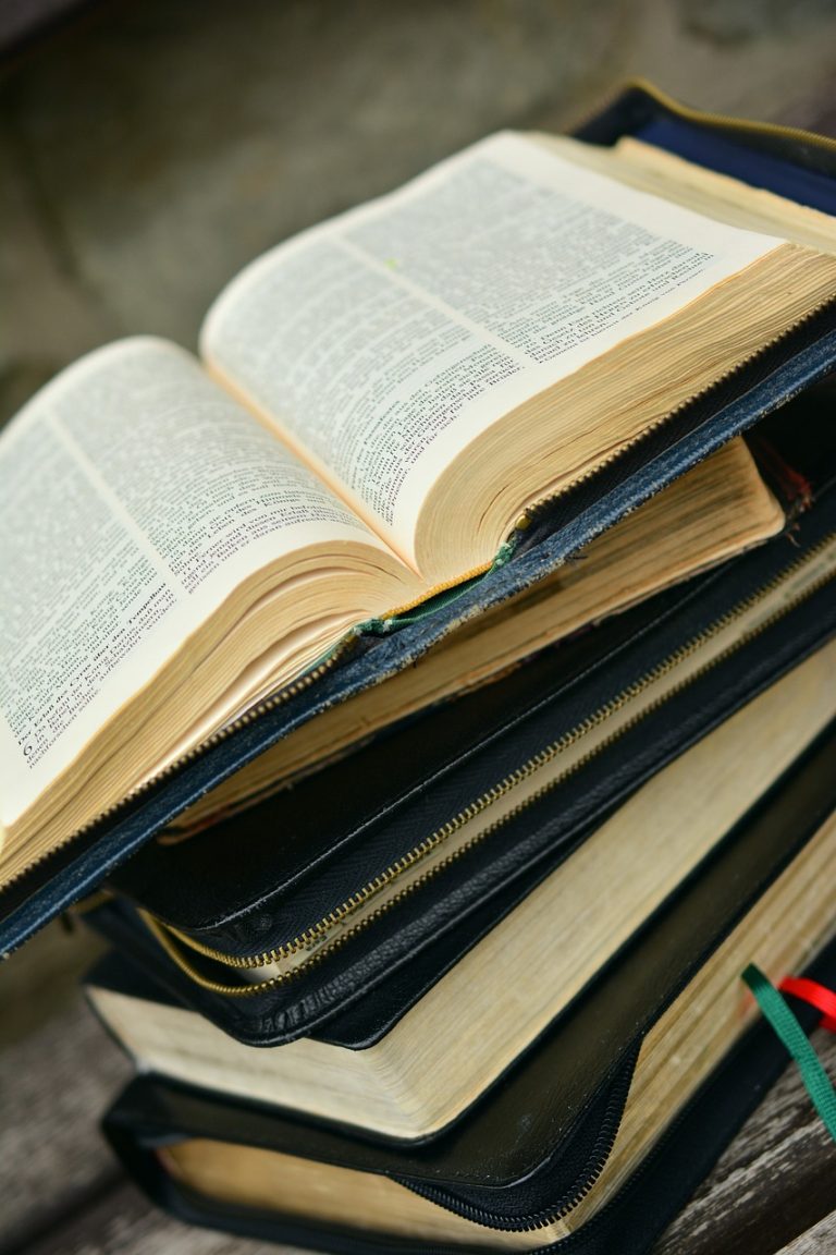 bible, a book, stack